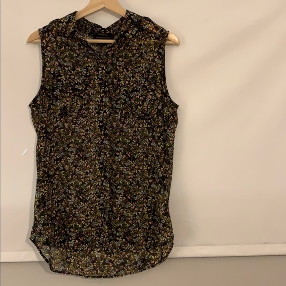 Banana republic, black and flower sheer blouse.